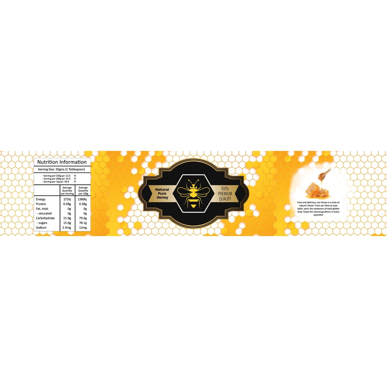Honey Labels Long with Nutritional Facts Small  20 x 4.5 cm-2
