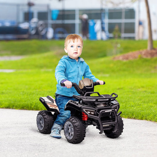 PlayPatch™ Kids Ride-on Four Wheeler ATV Car with Real Working Headlights, 6V Battery Powered Motorcycle for 18-36 Months, Black
