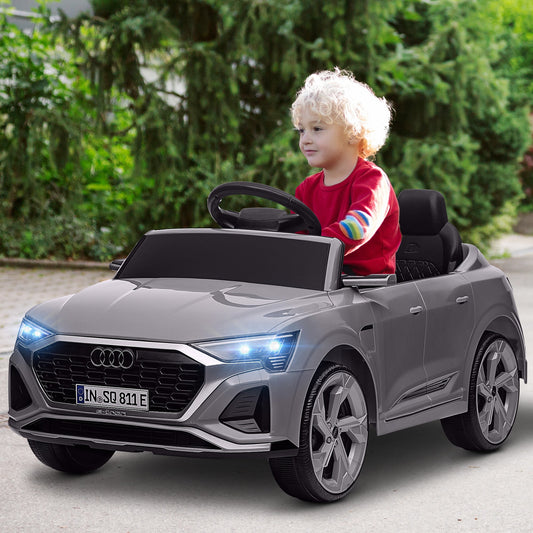 PlayPatch™ Audi Q8 e-tron Sportback Licensed 12V Ride on Car w/ Remote, 4 Spring Suspension Wheels, Headlights, Music, Horn - Grey