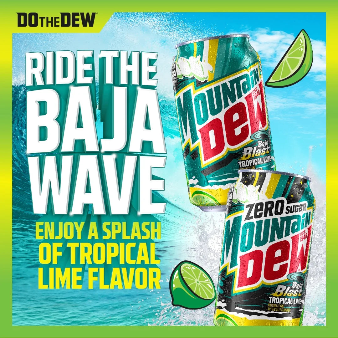 Soda Pop, Baja Blast, 12 Fl Oz Cans, 12 Pack
