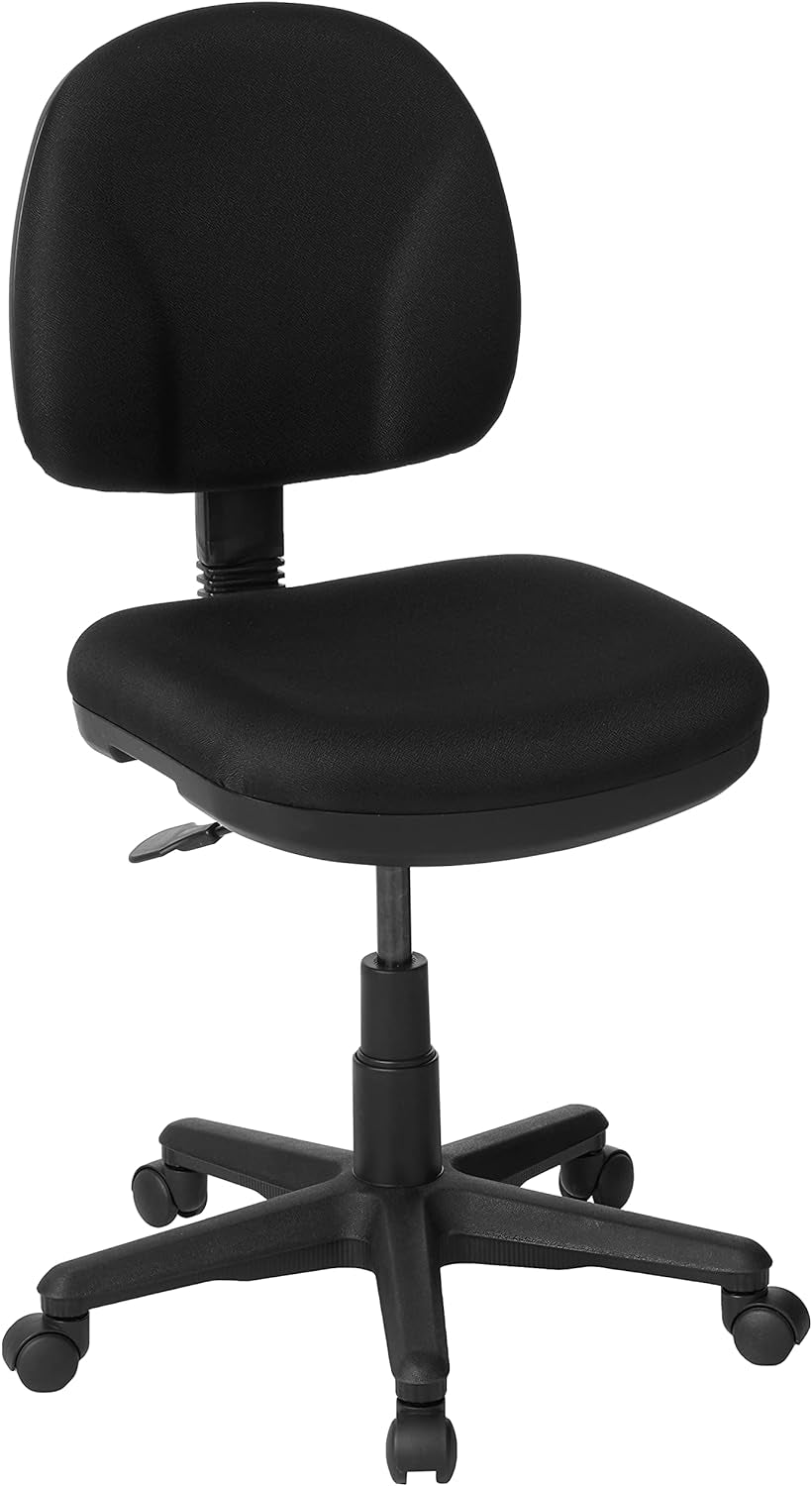 Office Star Pneumatic Sculptured Office Task Chair with Thick Padded Seat and Built-In Lumbar Support, Black