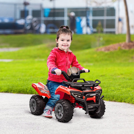 PlayPatch™ Kids Ride-on Four Wheeler ATV Car with Real Working Headlights, 6V Battery Powered Motorcycle for 18-36 Months, Red
