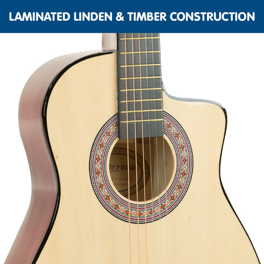 NNEDPE 38in Cutaway Acoustic Guitar with guitar bag - Natural