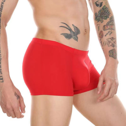 Men's Boxer Briefs Ice Silk Underwear Cup Combination U Convex Sexy