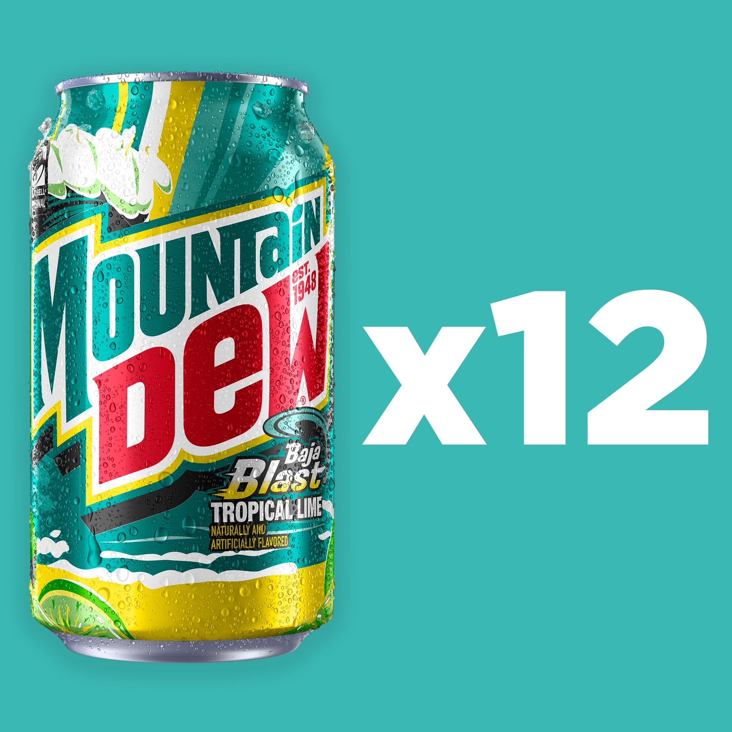 Soda Pop, Baja Blast, 12 Fl Oz Cans, 12 Pack