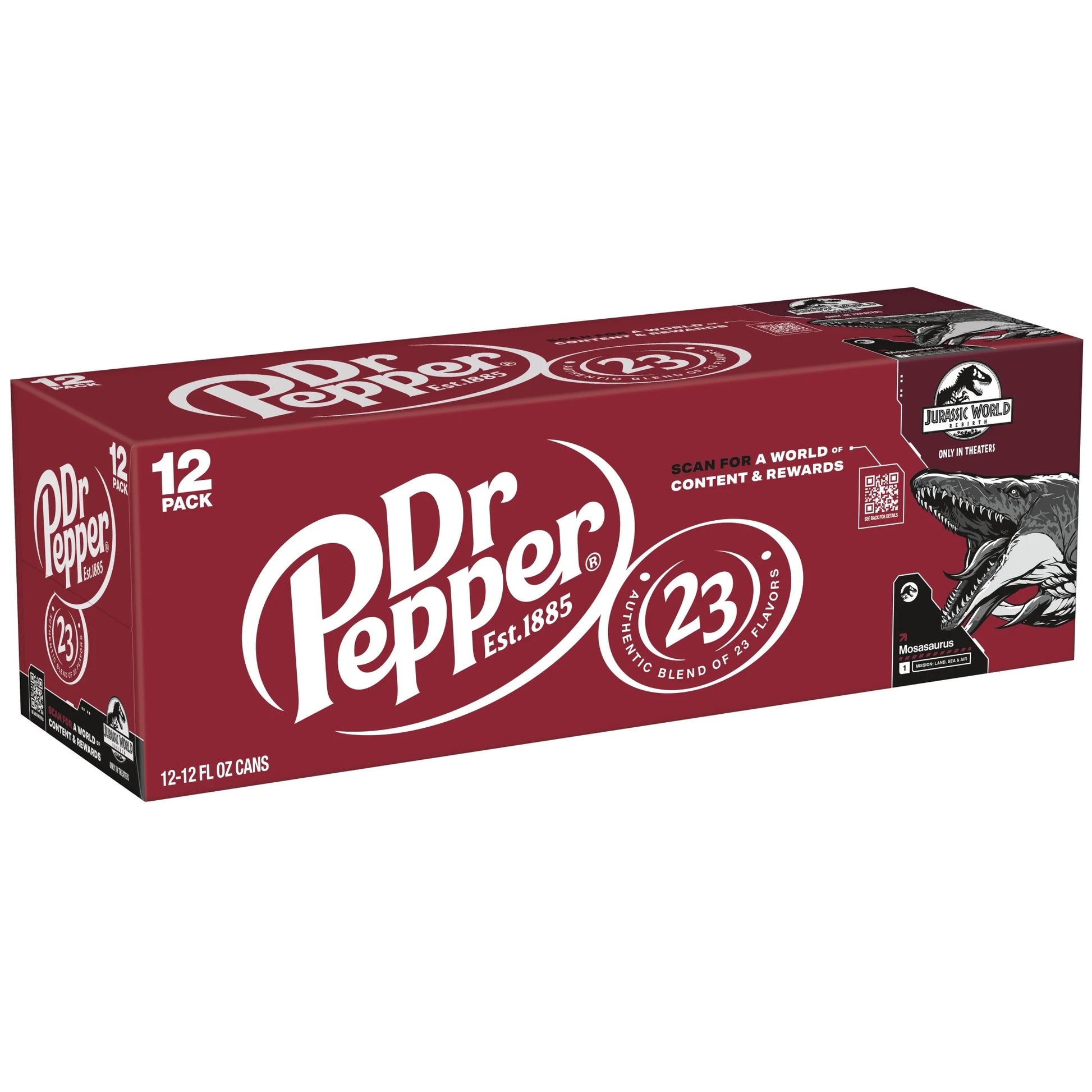 Dr Pepper Soda Pop, 12 Fl Oz, 12 Pack Cans, Jurassic World Rebirth Limited Edition