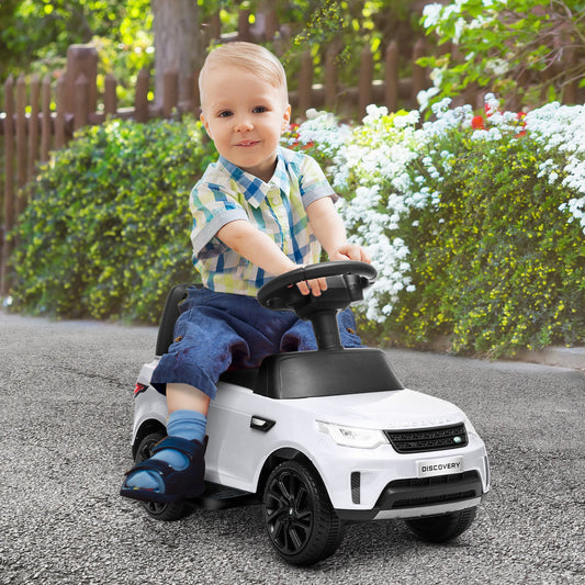 PlayPatch™ 2 in 1 Land Rover Licensed 6V Kids Electric Ride On Car Sliding Car w/ Headlights Music, for 18-60 Months White