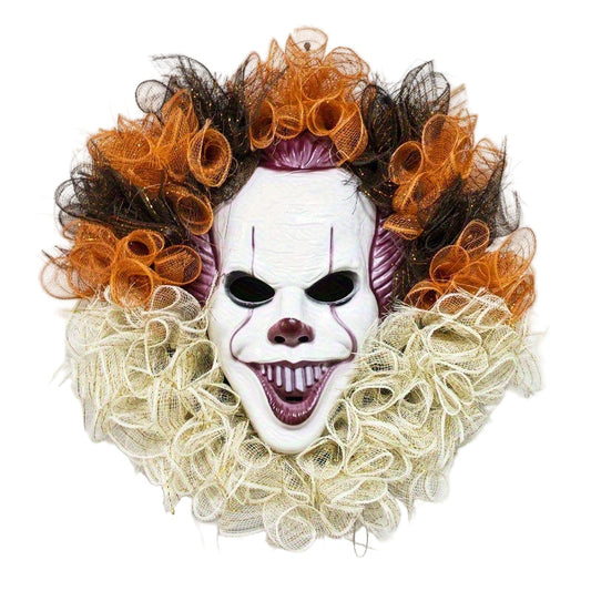 Everyday Festive™ Halloween Joker Mask Wreath Horror Party Decor