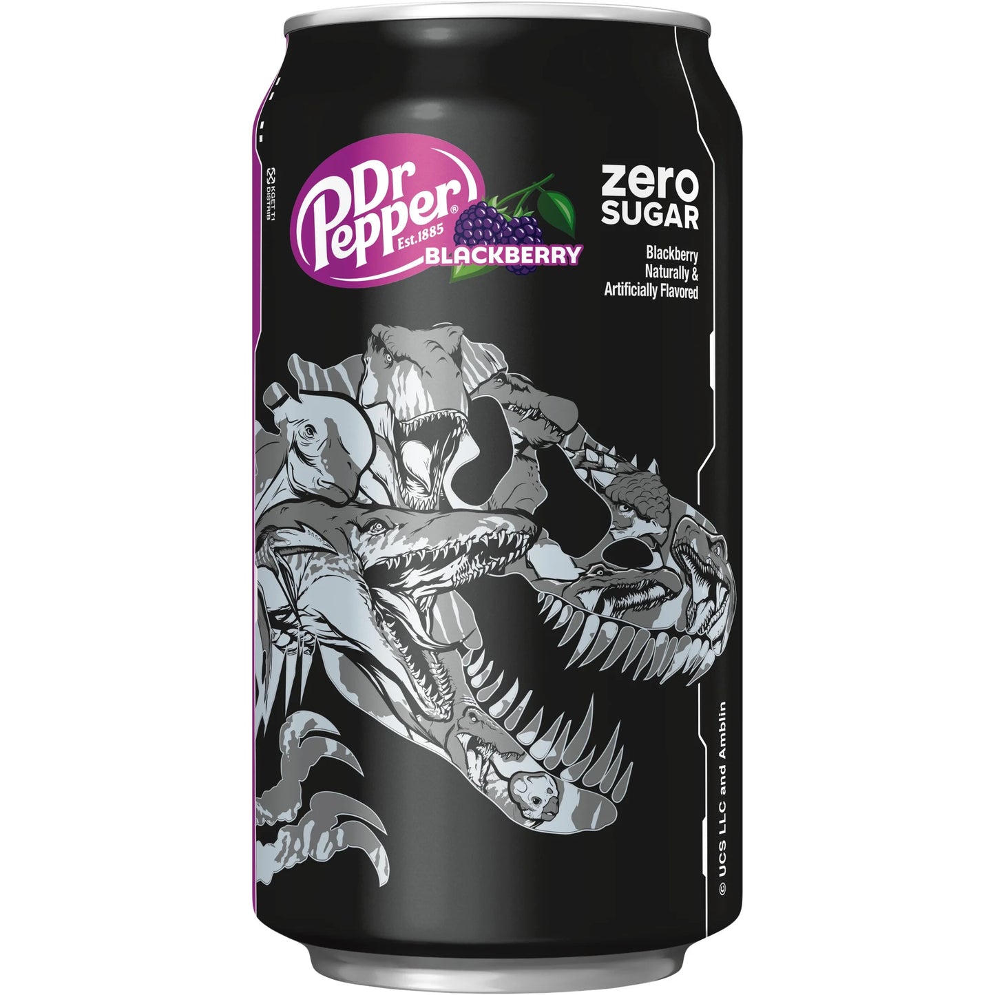 Dr Pepper Blackberry Zero Sugar Soda Pop, 12 Fl Oz, 12 Pack Cans, Jurassic World Rebirth Limited Edition