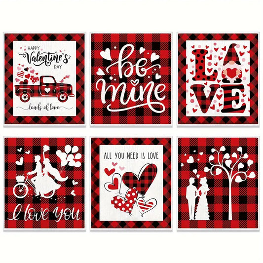 Everyday Festive™ Romantic Red Check Valentines Day Placemats Set of 6