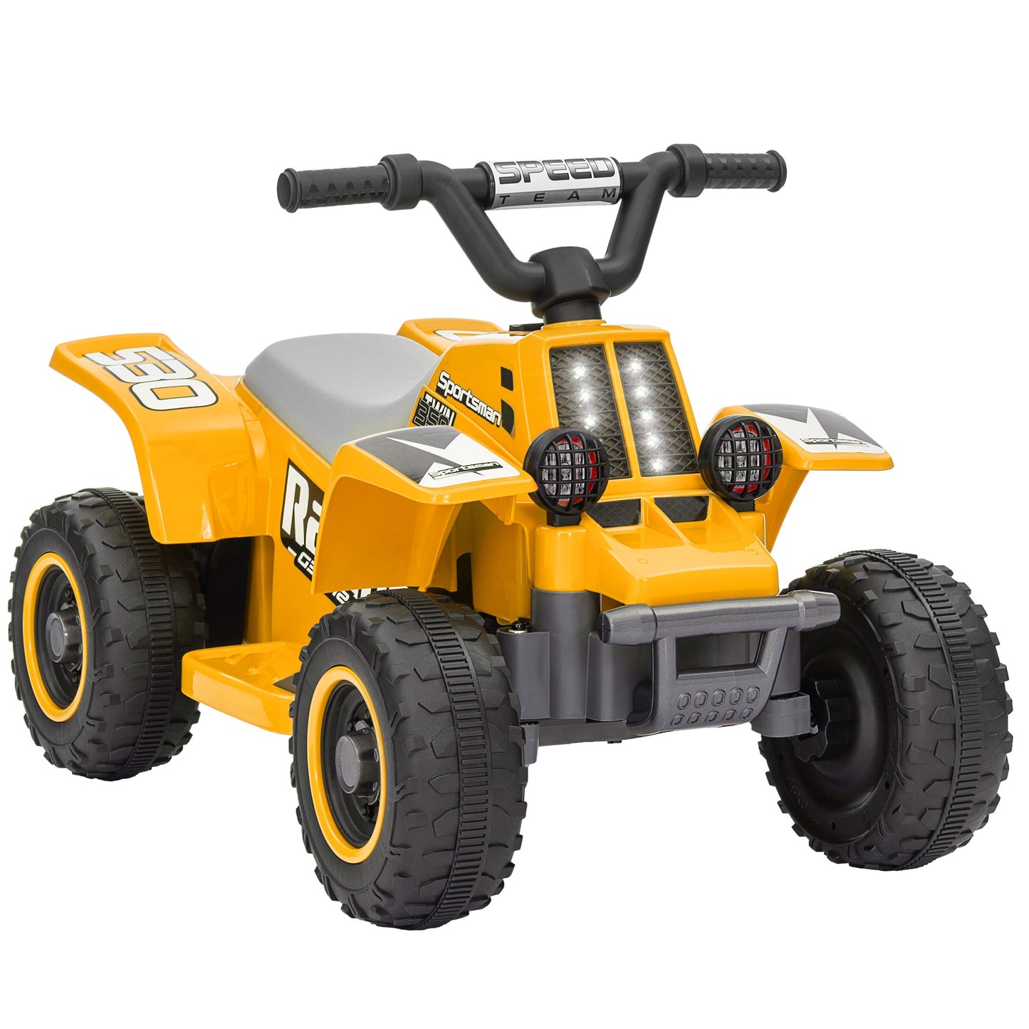 PlayPatch™ 6V Electric Quad Bike for Kids, Ride On ATV w/ Forward Backward, Headlights, for 18-36 Months - Yellow