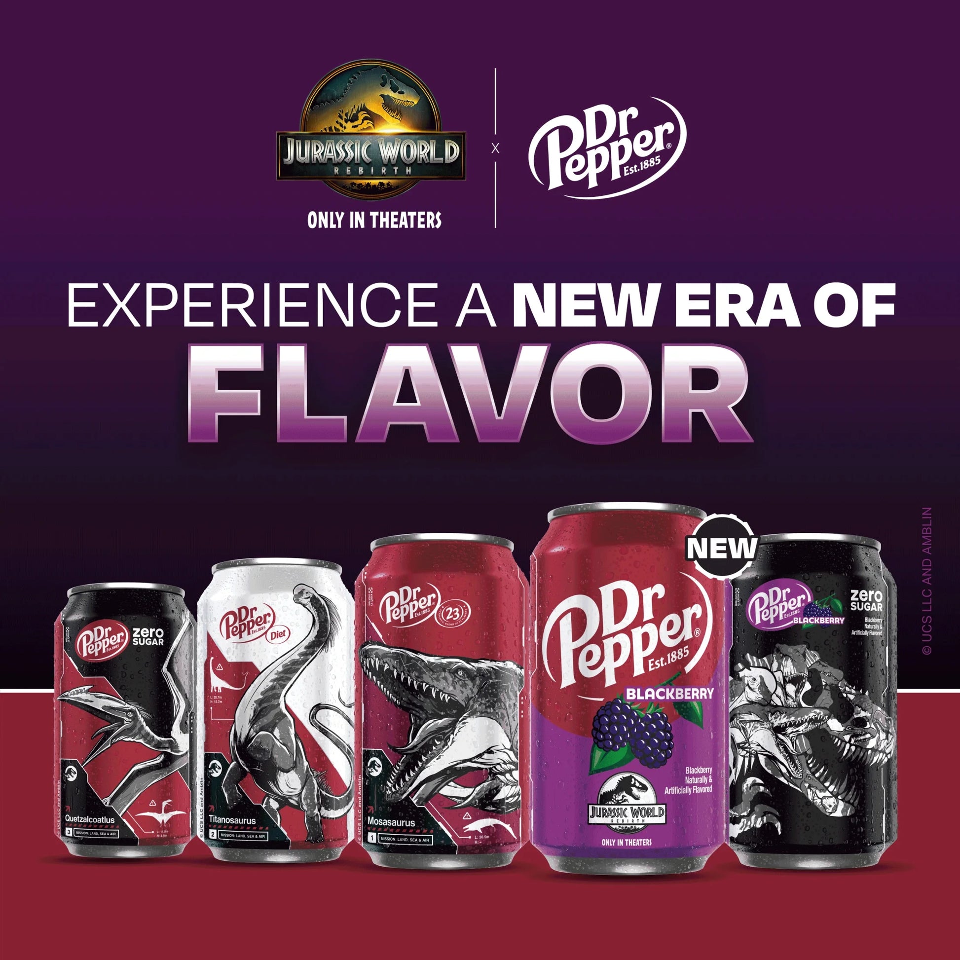 Dr Pepper Blackberry Soda Pop, 12 Fl Oz, 12 Pack Cans, Jurassic World Rebirth Limited Edition