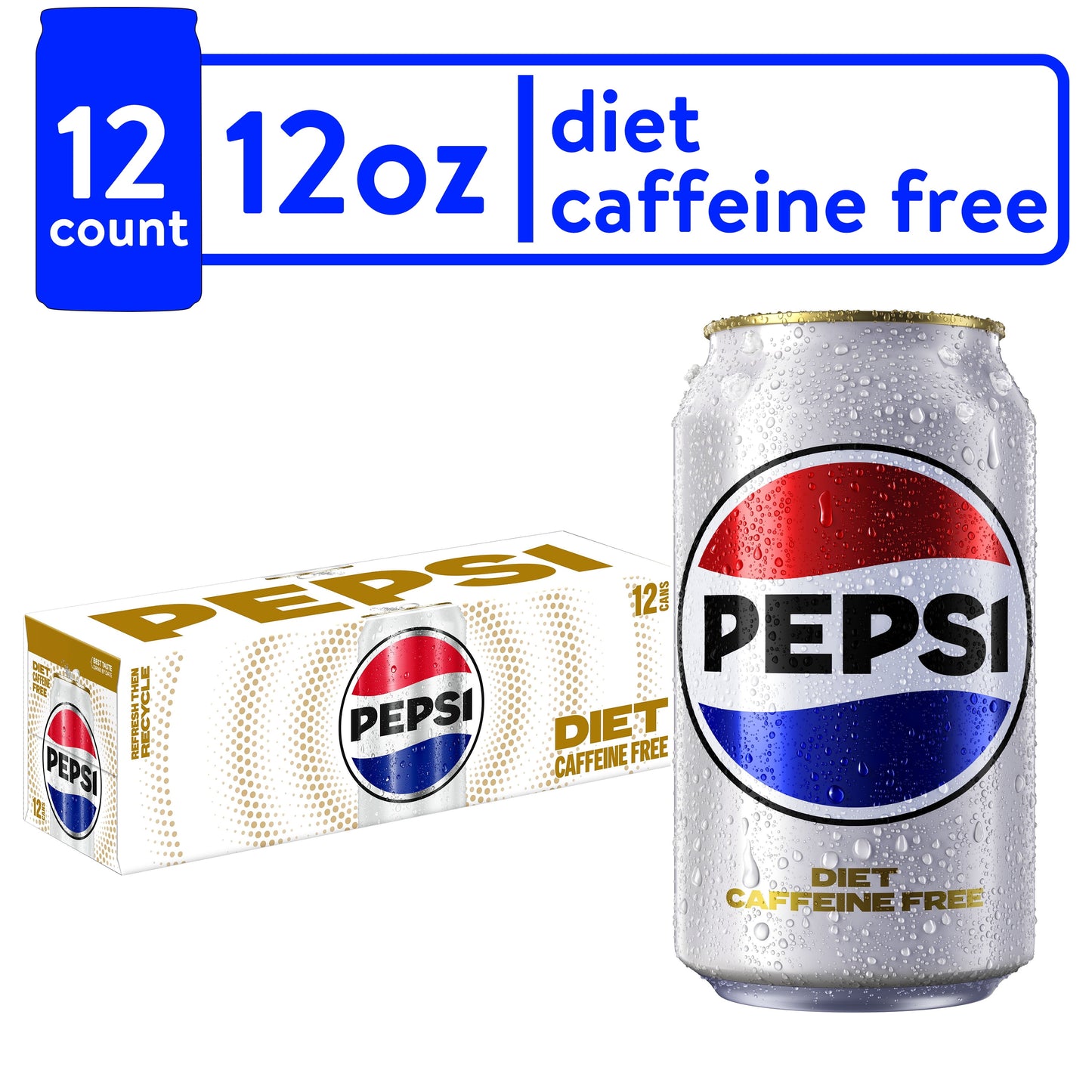 Diet  Cola Caffeine Free Soda Pop, 12 Fl Oz, 12 Pack Cans