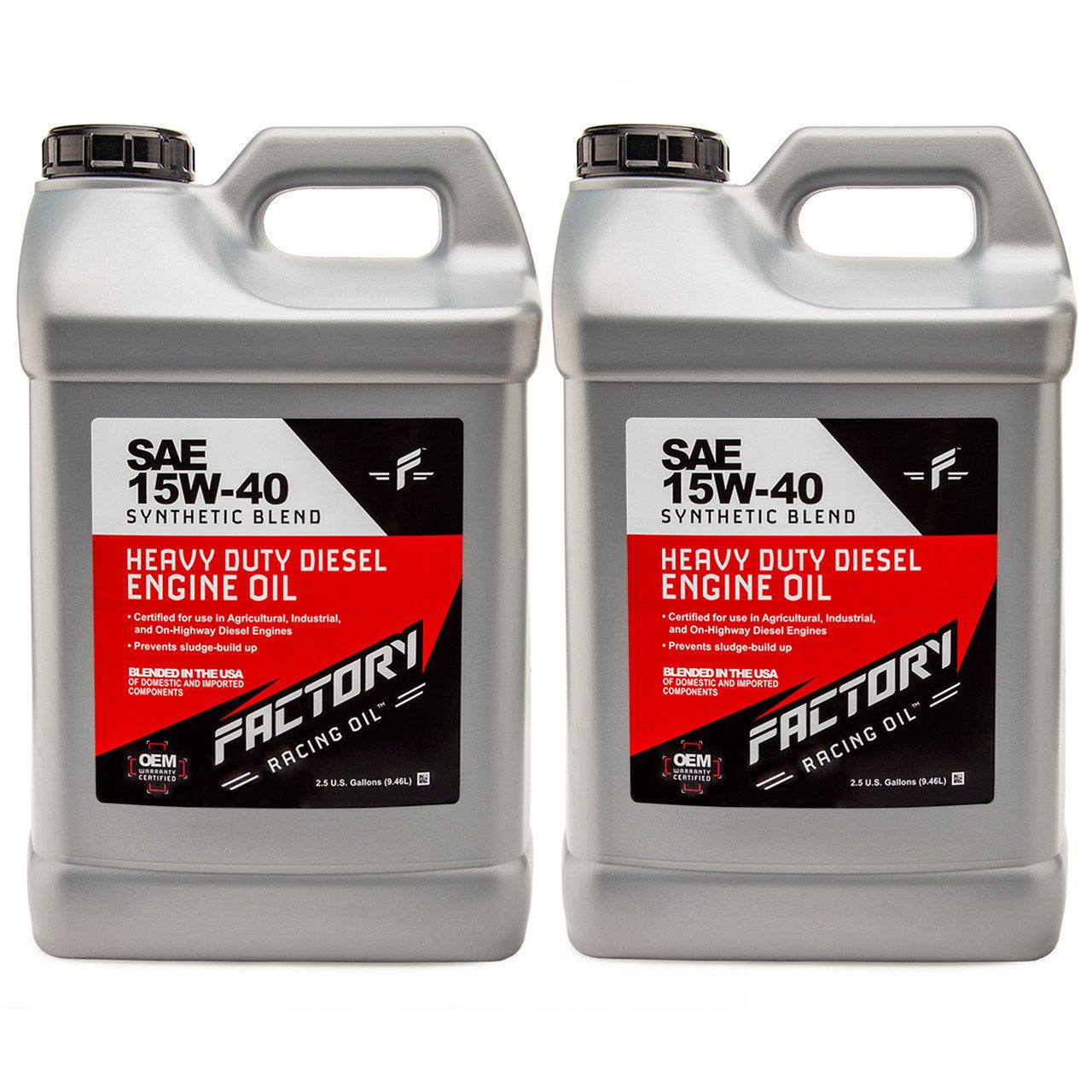 Factory Racing Oil SAE 15W-40 Synthetic Blend Diesel Engine Oil - API CK-4 - 5 Gallon (2x2.5 Gal)
