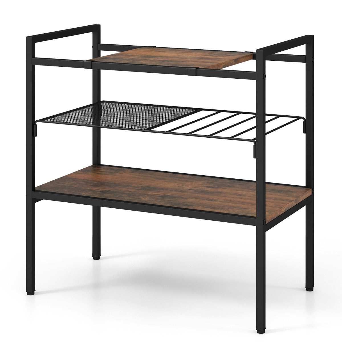 HomeProvisions™ 3-Tier Industrial Entryway Table with Removable Panel & Mesh Shelf