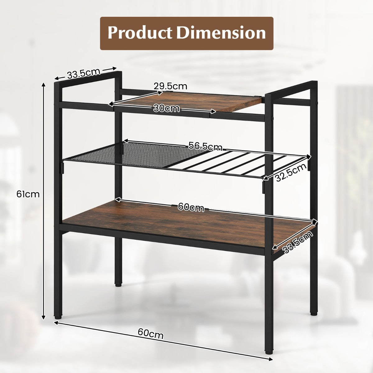 HomeProvisions™ 3-Tier Industrial Entryway Table with Removable Panel & Mesh Shelf