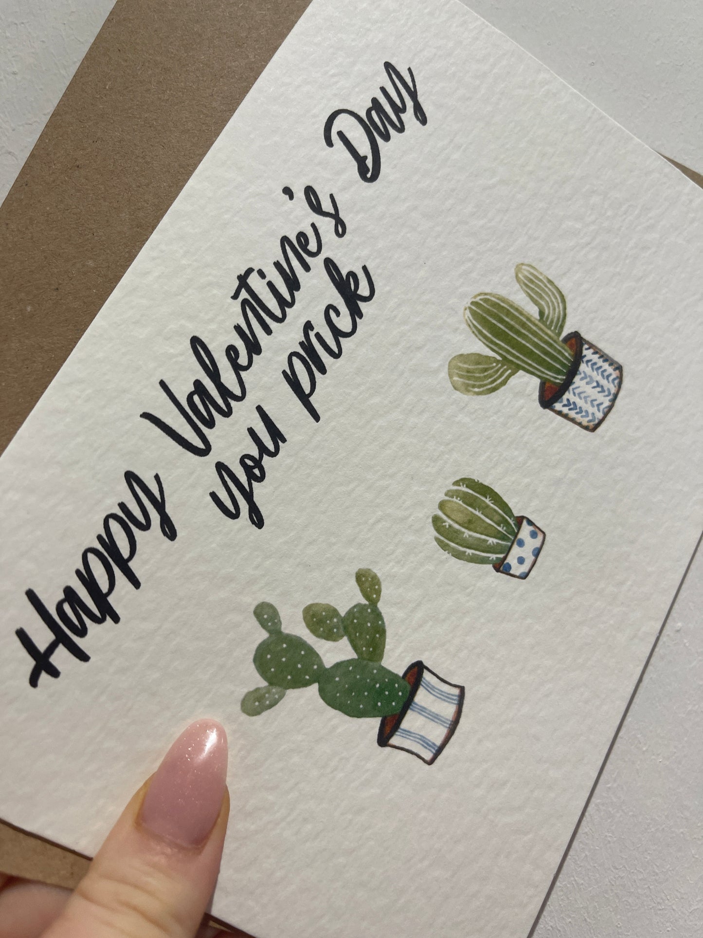 Everyday Festive™ You Prick Cactus Valentines Day Funny Humorous Hammered Card & Envelope