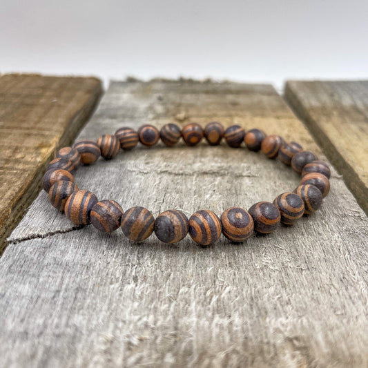 Union - Zebra Rosewood Mala Beaded Bracelet
