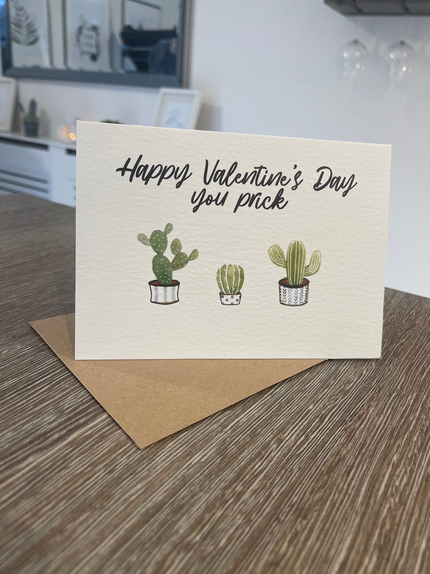 Everyday Festive™ You Prick Cactus Valentines Day Funny Humorous Hammered Card & Envelope