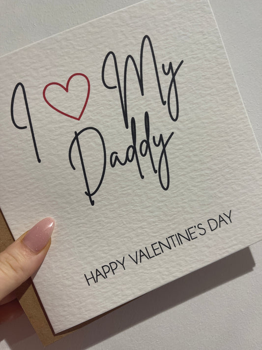 Everyday Festive™ I Love Daddy or Mummy Valentines Day Funny Humorous Hammered Card & Envelope