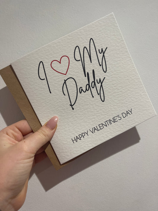 Everyday Festive™ I Love Daddy or Mummy Valentines Day Funny Humorous Hammered Card & Envelope