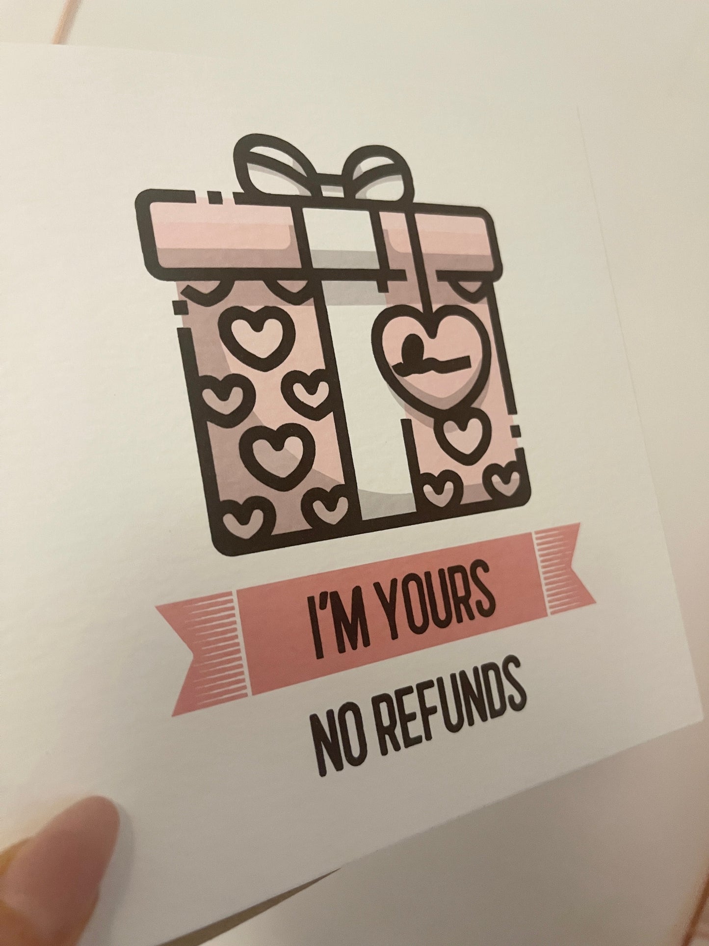 Everyday Festive™ I'm Yours No Refunds Valentines Day Funny Humorous Hammered Card & Envelope