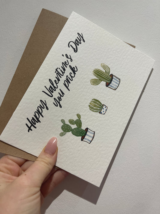 Everyday Festive™ You Prick Cactus Valentines Day Funny Humorous Hammered Card & Envelope