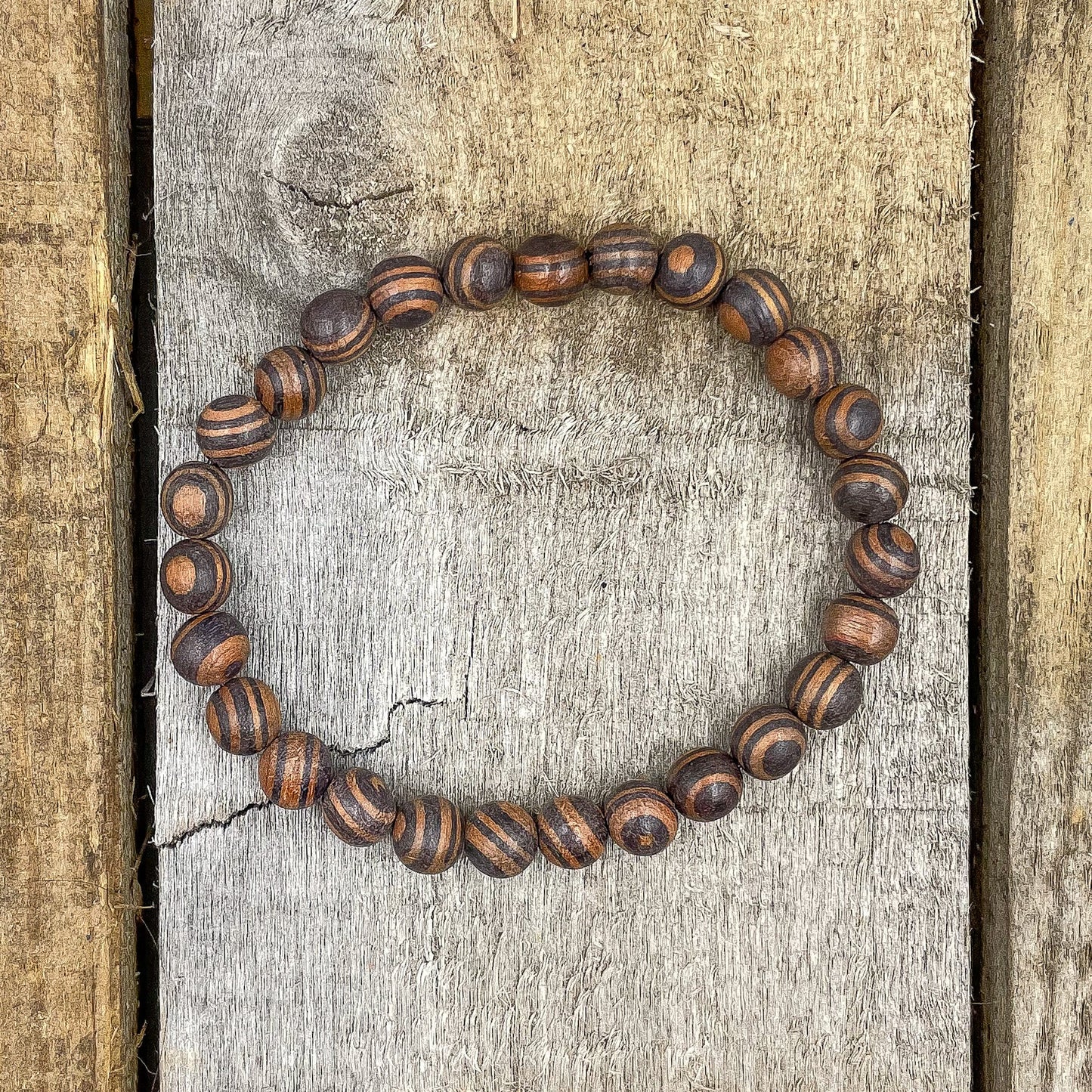 Union - Zebra Rosewood Mala Beaded Bracelet