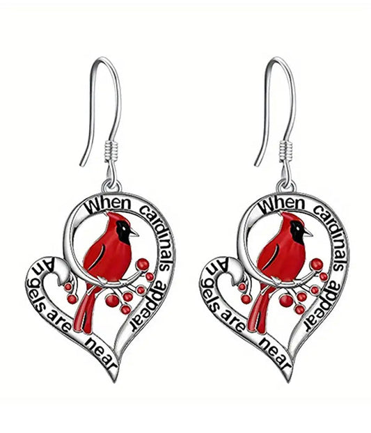 Veloria™ BIRD AND HEART EARRING - CARDINAL