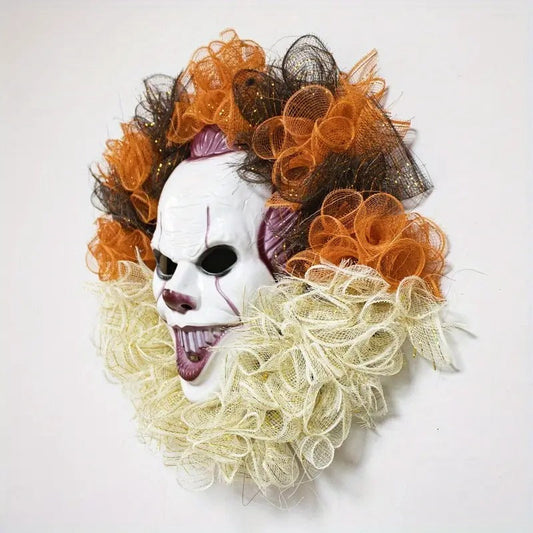 Halloween Joker Mask Wreath Horror Party Decor