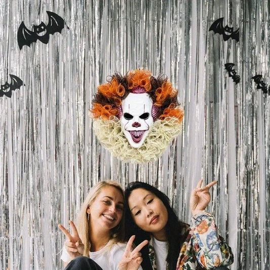 Halloween Joker Mask Wreath Horror Party Decor