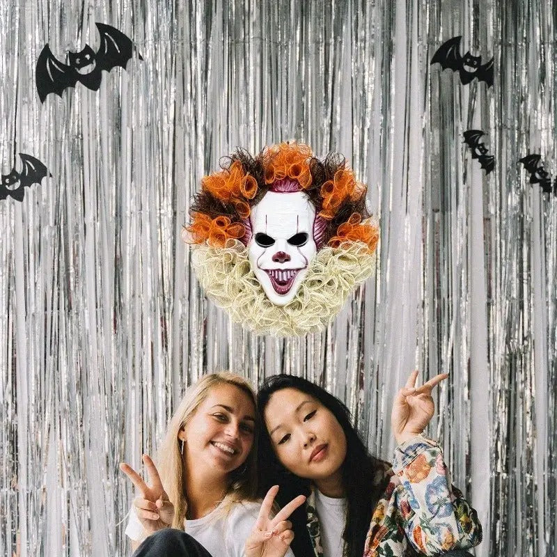 Everyday Festive™ Halloween Joker Mask Wreath Horror Party Decor