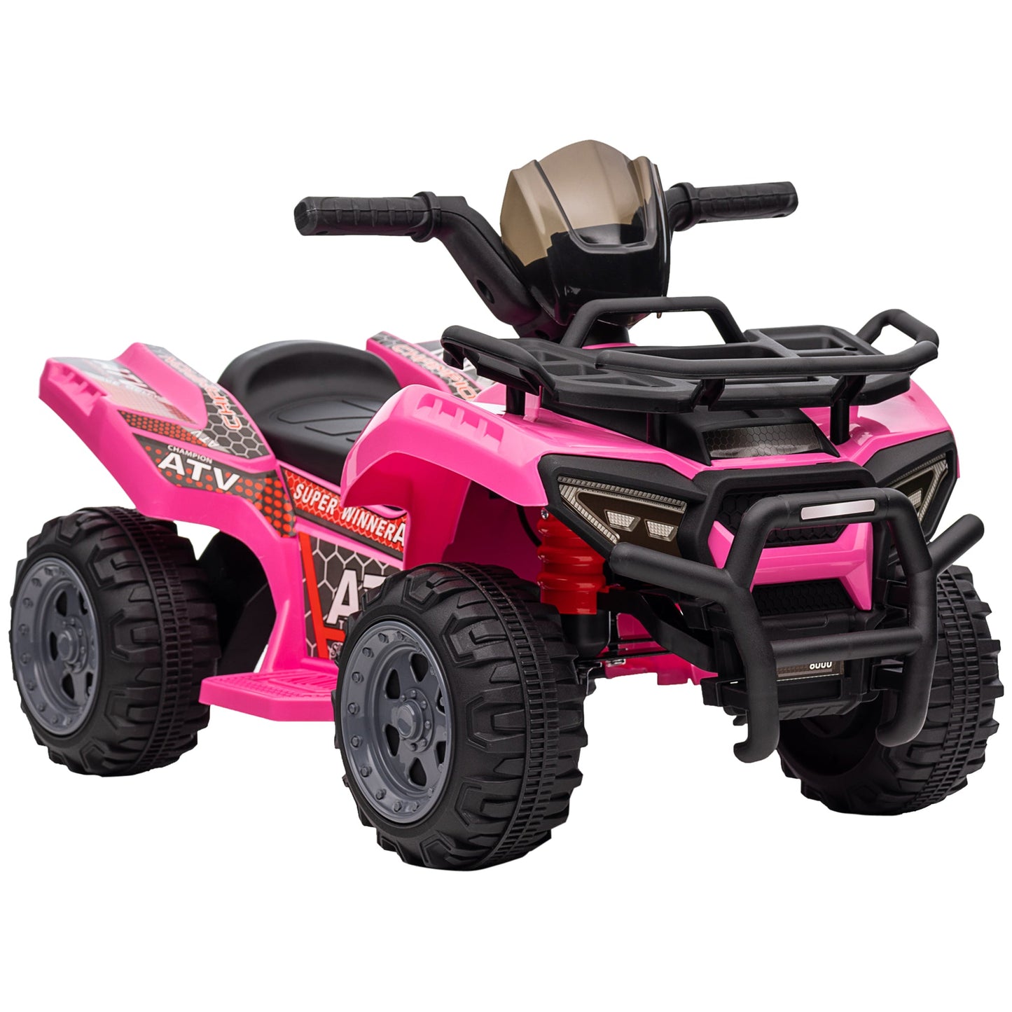 PlayPatch™ Kids Ride-on Four Wheeler ATV Car with Real Working Headlights, 6V Battery Powered Motorcycle for 18-36 Months, Pink