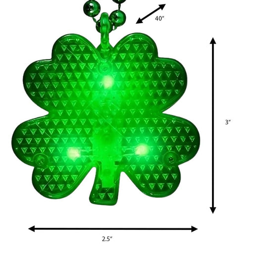 LED Shamrock Beaded Necklace for St Patricks Day
