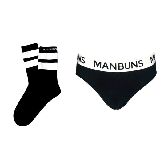 Men's Classic Black Brief Underwear and Sock Set-0