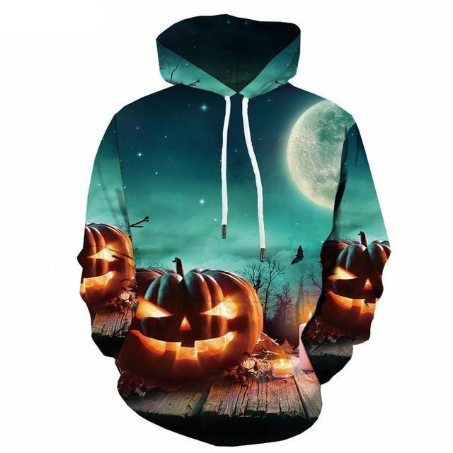 Halloween Pumpkin 3d Print Party Moon Sweatshirt