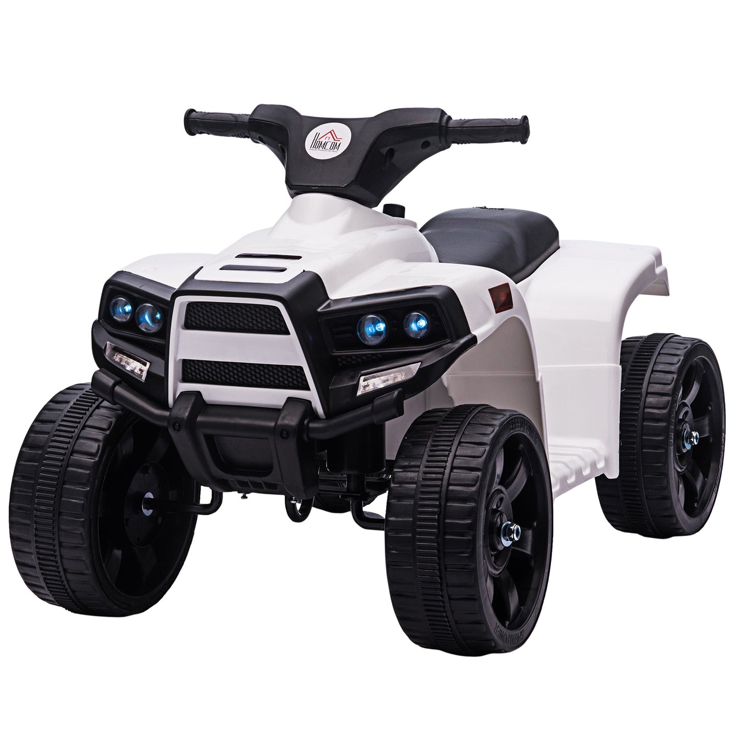 PlayPatch™ 6 V Kids Ride on Cars Quad Bike Electric ATV Toy Quad Bike for Toddlers w/ Headlights Battery Powered for 18-36 months White+Black
