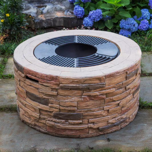 HomeProvisions™ Outdoor Stone Charcoal Barbecue Grill with Hot Pot