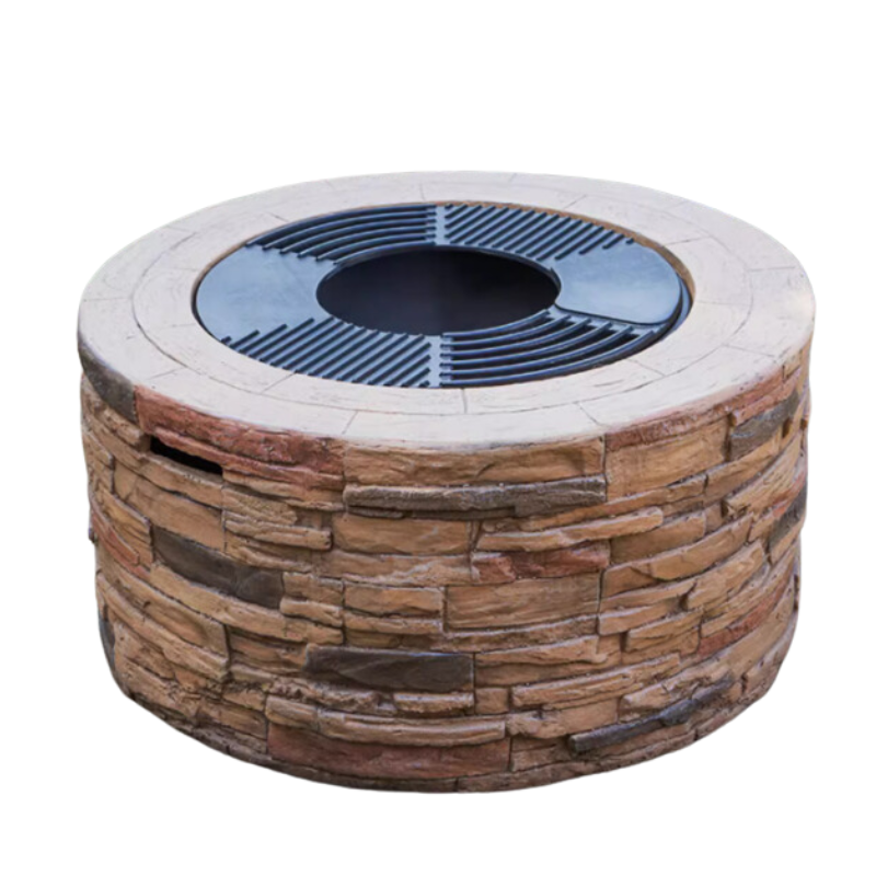 HomeProvisions™ Outdoor Stone Charcoal Barbecue Grill with Hot Pot