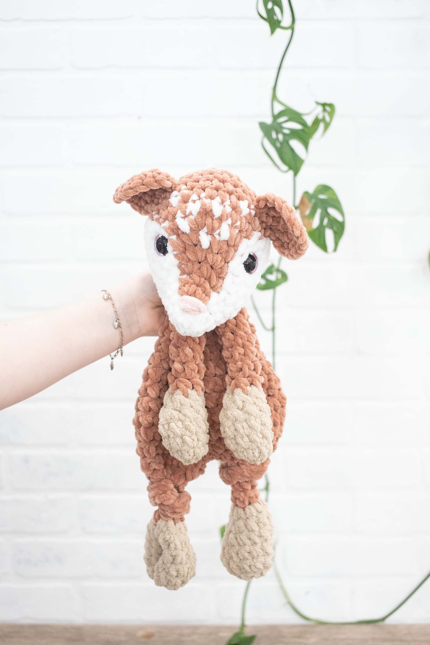 Deer Lovey, Baby Deer Stuffed Animal, Crochet Fawn Snuggler-4