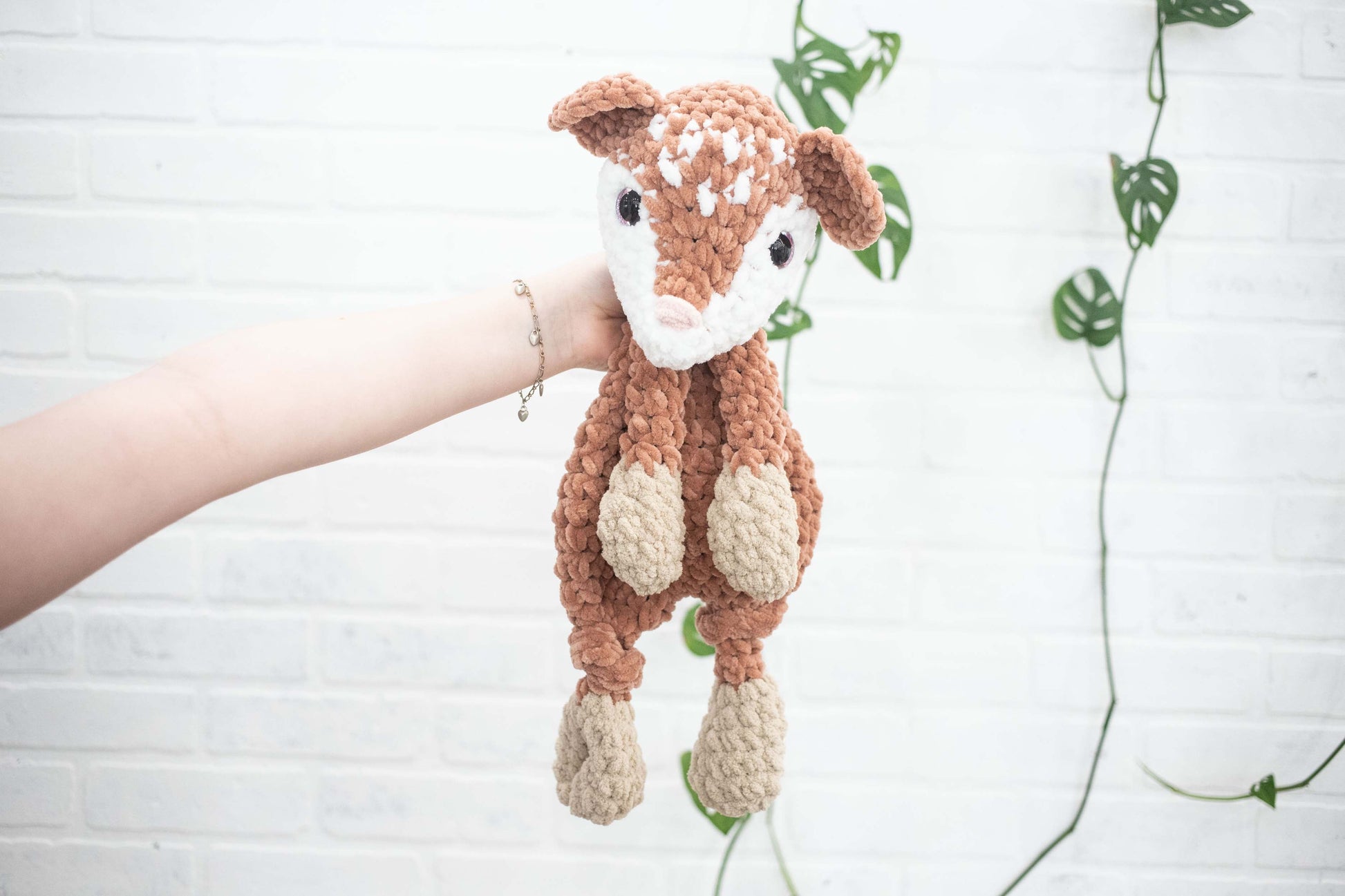 Deer Lovey, Baby Deer Stuffed Animal, Crochet Fawn Snuggler-2