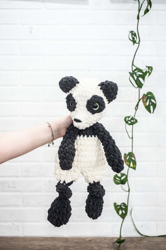 Panda Bear Lovey, Panda Stuffed Animal, Crochet Black and White Panda Snuggler-0