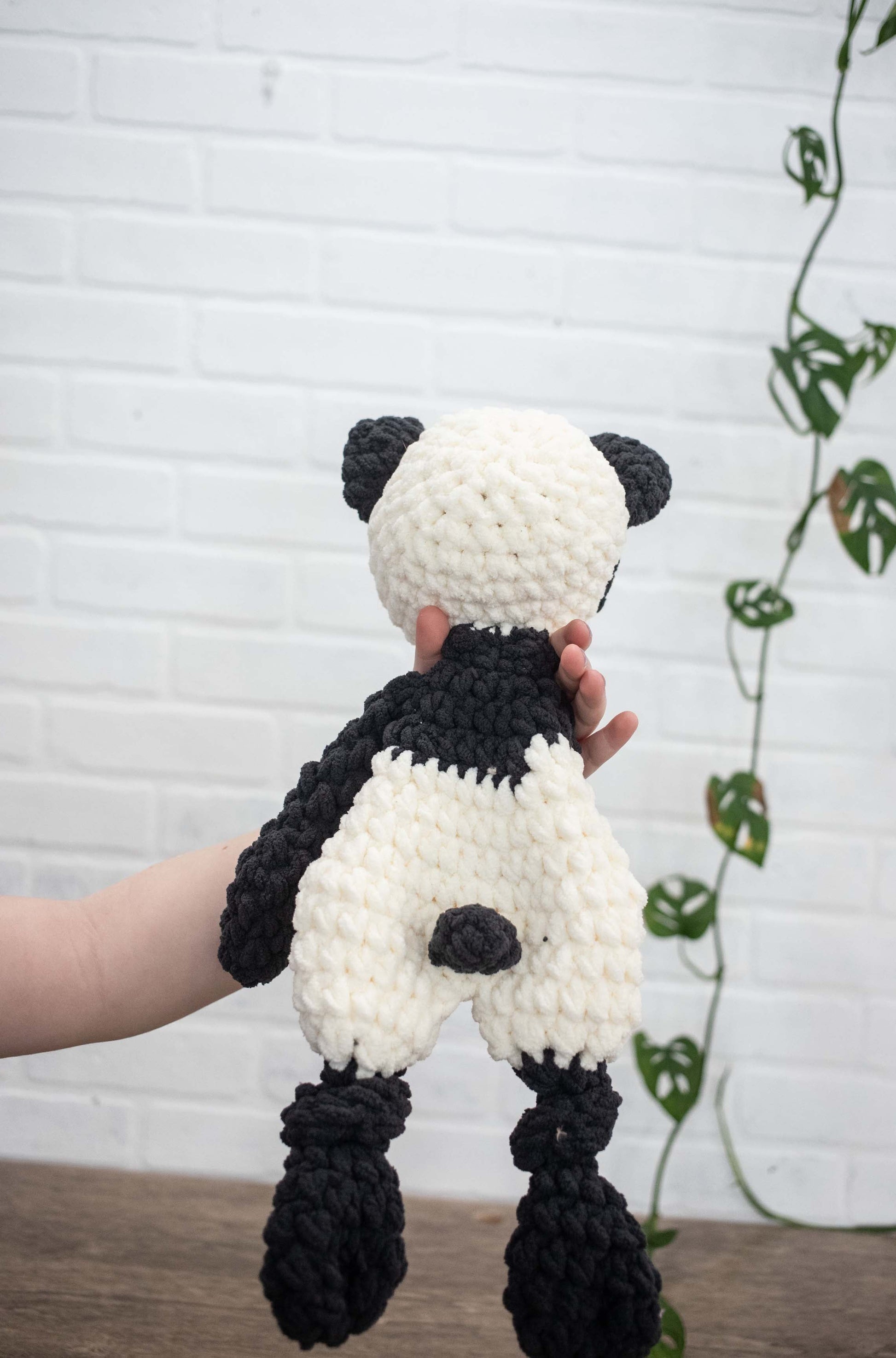 Panda Bear Lovey, Panda Stuffed Animal, Crochet Black and White Panda Snuggler-4
