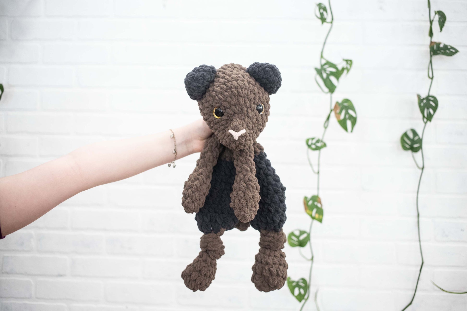 Teddy Bear Lovey, Bear Stuffed Animal, Crochet Teddy Bear Snuggler-1