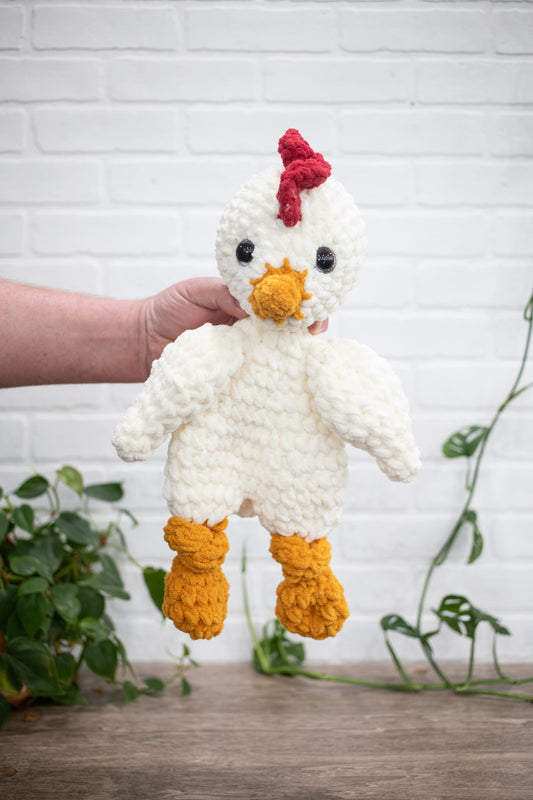 Chicken Lovey, Rooster Stuffed Animal, Crochet Chicken Snuggler-0