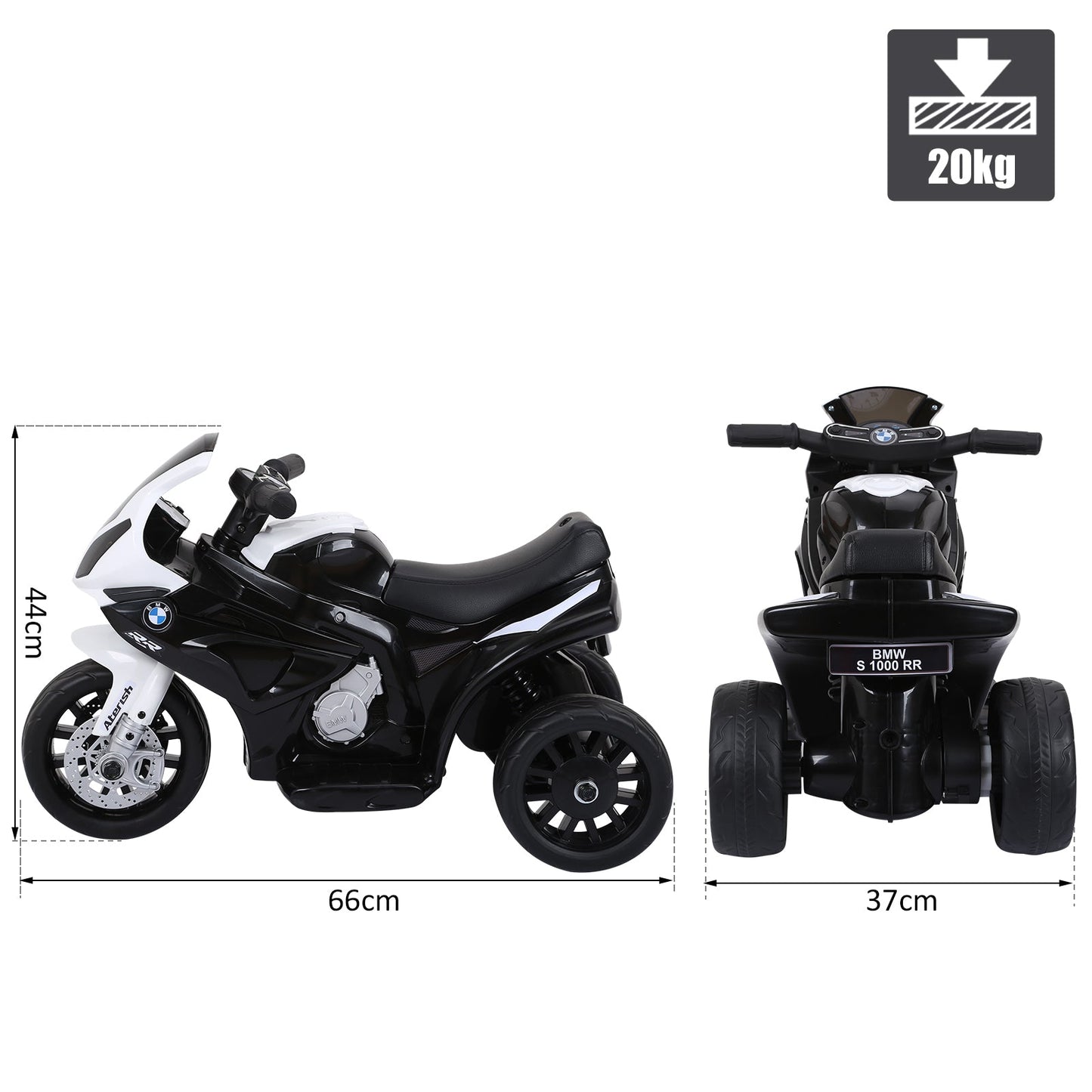 PlayPatch™ Compatible for Electric Kids Ride on Motorcycle BMW S1000RR w/ Headlights Music Battery Powered Play Bike 6V Black