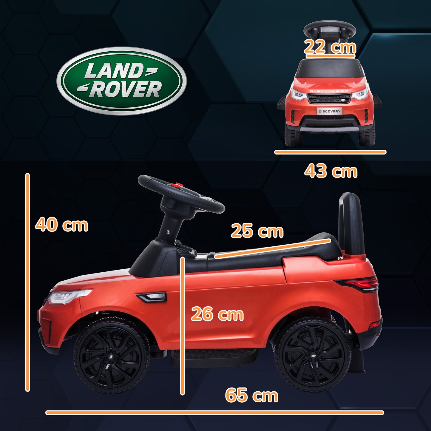 PlayPatch™ 2 in 1 Land Rover Licensed 6V Kids Electric Ride On Car Sliding Car w/ Headlights Music, for 18-60 Months Red