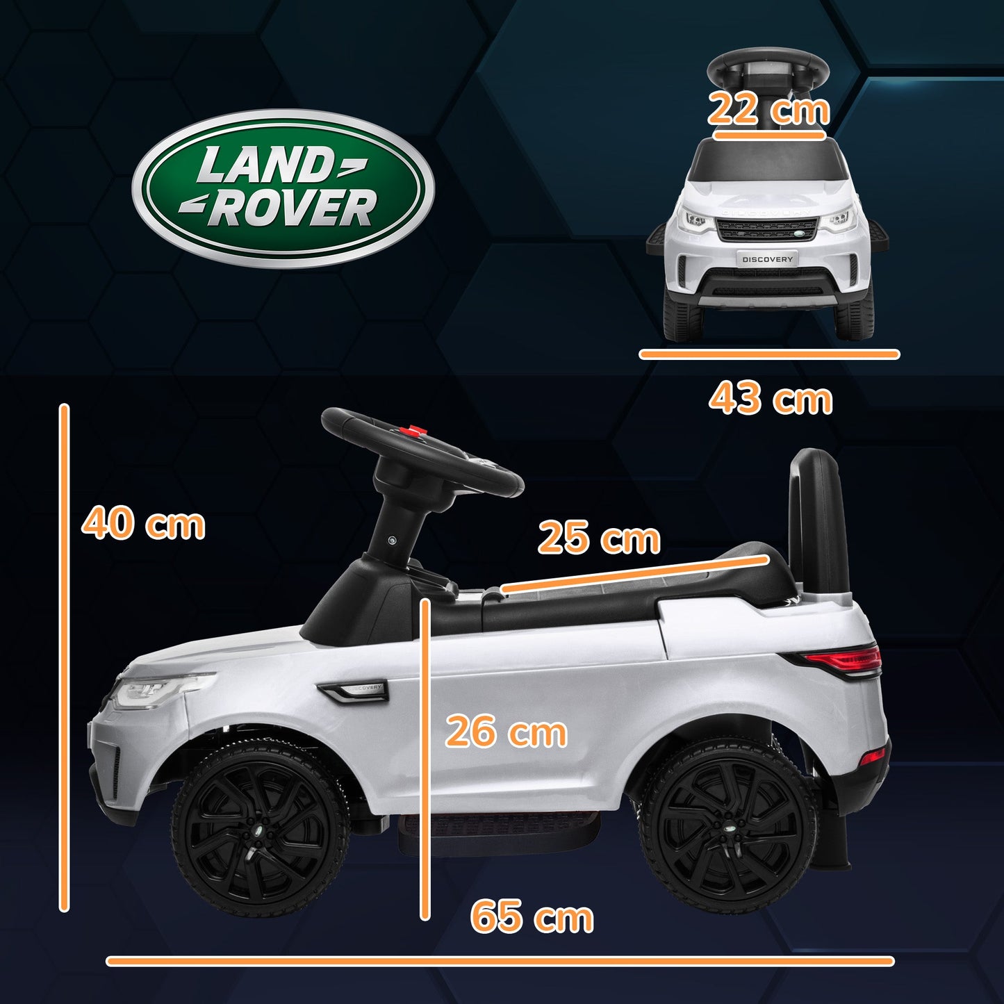 PlayPatch™ 2 in 1 Land Rover Licensed 6V Kids Electric Ride On Car Sliding Car w/ Headlights Music, for 18-60 Months White